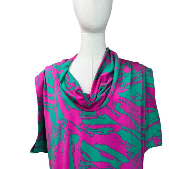 BCBGMAXAZRIA Cowl Neck Abstract Print Mini Dress | Size L - Picture 3 of 12